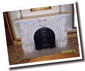 Fireplace on family floor of mansion