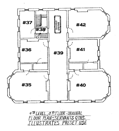 Top floor schematic of Reddick Mansion